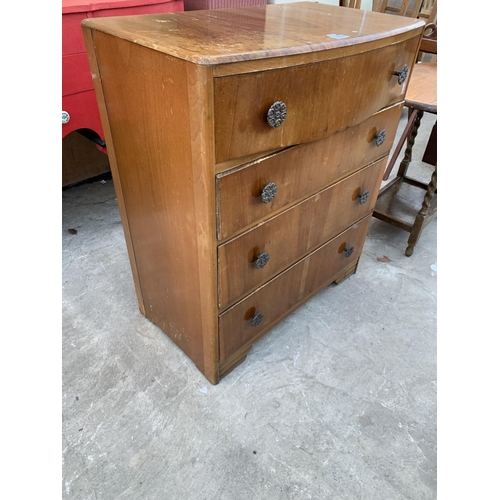 3068 - A MID 20TH CENTURY WALNUT CHEST OF FOUR DRAWERS, 30