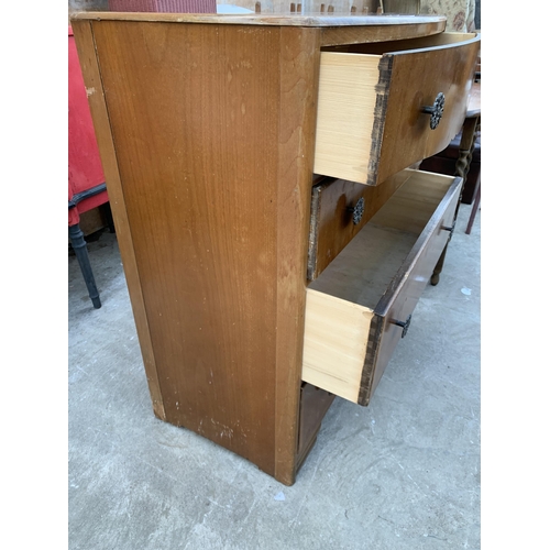 3068 - A MID 20TH CENTURY WALNUT CHEST OF FOUR DRAWERS, 30