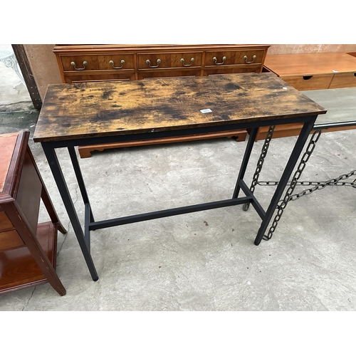 3077 - A CONSOLE TABLE ON METAL LEGS, 40