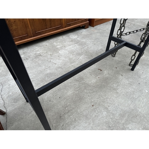 3077 - A CONSOLE TABLE ON METAL LEGS, 40