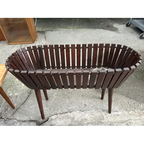 3088 - TWO TEAK PLANT TROUGHS ON LEGS AND A RETRO TWO TIER COFFEE TABLE