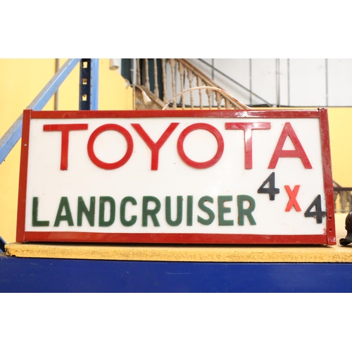 76 - A TOYOTA LANDCRUISER 4X4 ILLUMINATED LIGHT BOX SIGN - 62 CM (L) 10.75 CM (H) 10 CM (D)