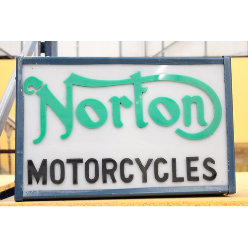 80 - A NORTON MOTORCYCLES ILLUMINATED LIGHT BOX SIGN - 50.5 CM (L) 33 CM (H) 10 CM (D)