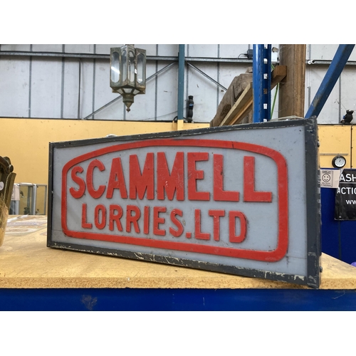 85 - A SCAMMELL LORRIES LTD ILLUMINATED LIGHT BOX SIGN - 62 CM (W) 26.5 CM (H) 10 CM (D)