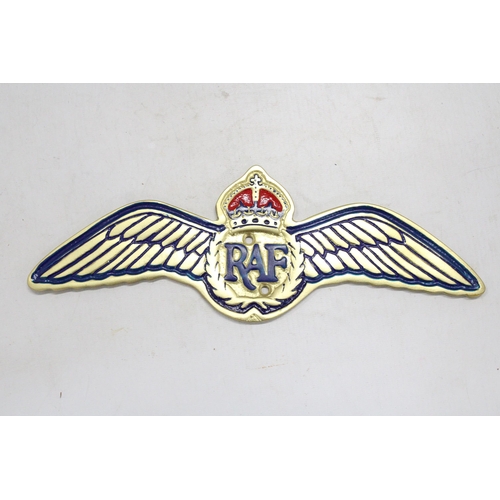 159 - A GOLD COLOURED RAF ALLOY WALL PLAQUE