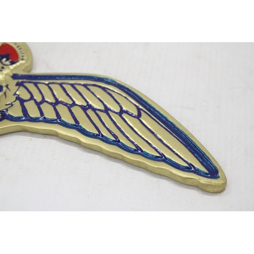 159 - A GOLD COLOURED RAF ALLOY WALL PLAQUE