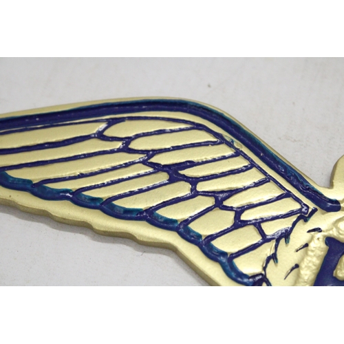 159 - A GOLD COLOURED RAF ALLOY WALL PLAQUE