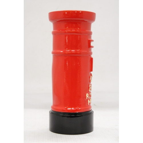 160 - A CAST RED, ROYAL MAIL POST BOX MONEY BOX, HEIGHT 19CM