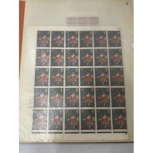 344 - AN ALBUM OF MAINLY HALF SHEETS OF MINT STAMPS, UK