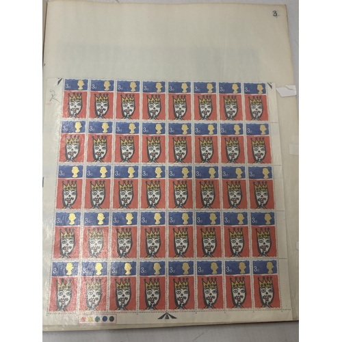 344 - AN ALBUM OF MAINLY HALF SHEETS OF MINT STAMPS, UK