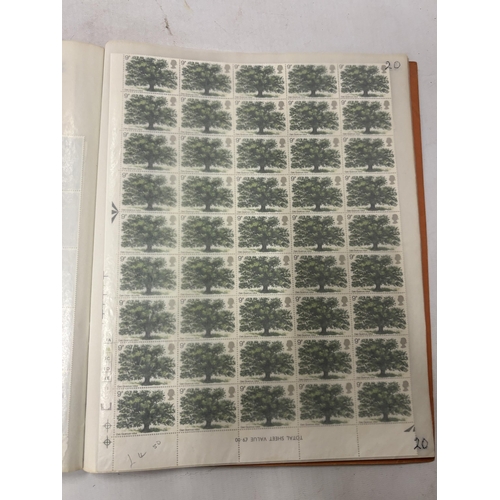 344 - AN ALBUM OF MAINLY HALF SHEETS OF MINT STAMPS, UK