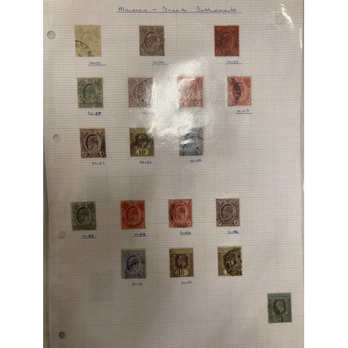 345A - EIGHT SHEETS OF STRAIT SETTLEMENTS (MALAYSIA) STAMPS