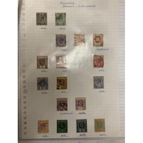 345A - EIGHT SHEETS OF STRAIT SETTLEMENTS (MALAYSIA) STAMPS