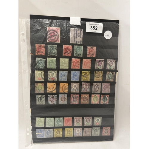 352 - A COLLECTION OF EDWARDIAN STAMPS MINT AND USED TO INCLUDE 2'6 LILAC AND A 5 SHILLING ROSE