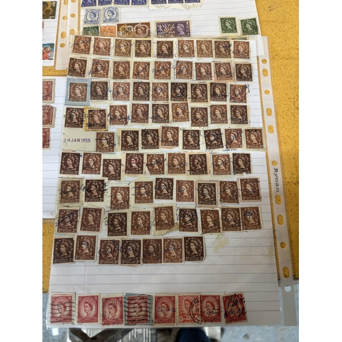 498 - SEVEN SHEETS OF STAMPS GEORGE VI, QUEEN ELIZABETH II ETC