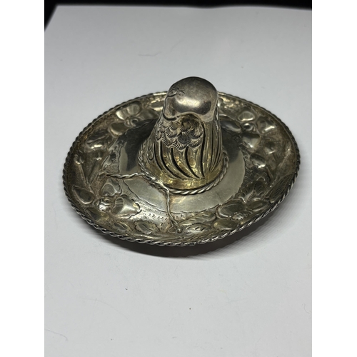 654 - A MARKED SILVER MEXICAN HAT 51.06 GRAMS