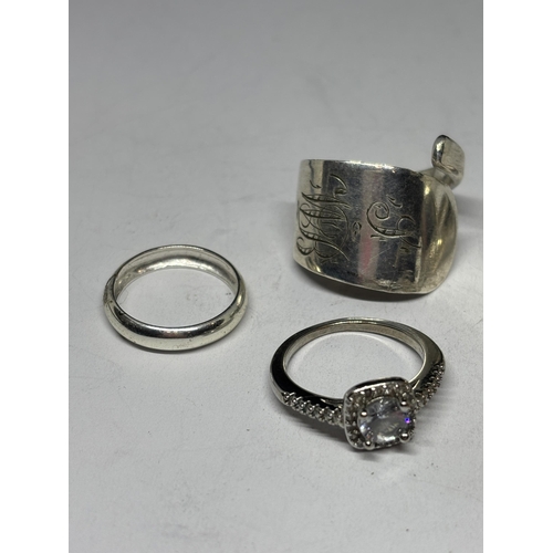 702 - FIVE MARKED SILVER RINGS