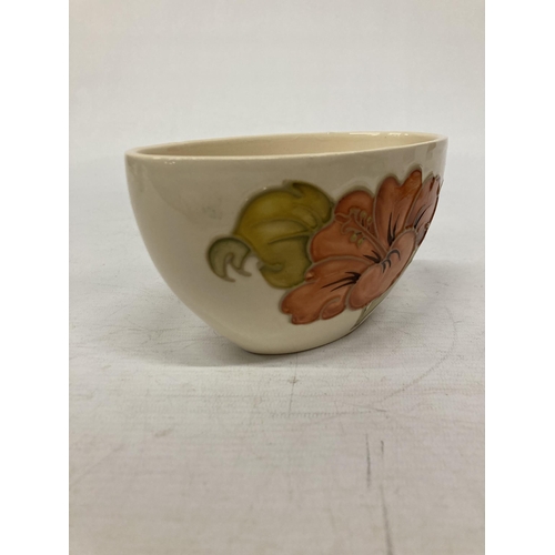 888 - A MOORCROFT CORAL HISBISCUS BOWL - 16.5 X 9 CM