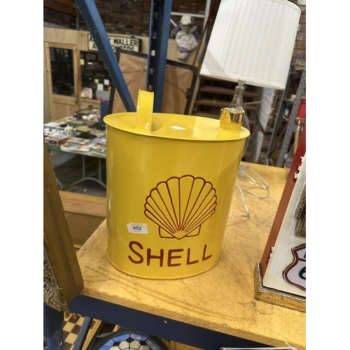 952 - A YELLOW SHELL PETROL CAN