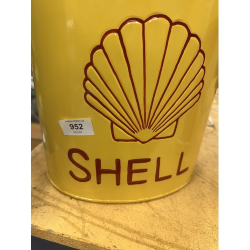 952 - A YELLOW SHELL PETROL CAN