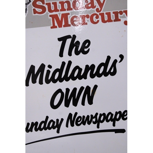 976 - AN ENAMEL 'SUNDAY MERCURY NEWSPAPER' SIGN, 43CM X 61CM