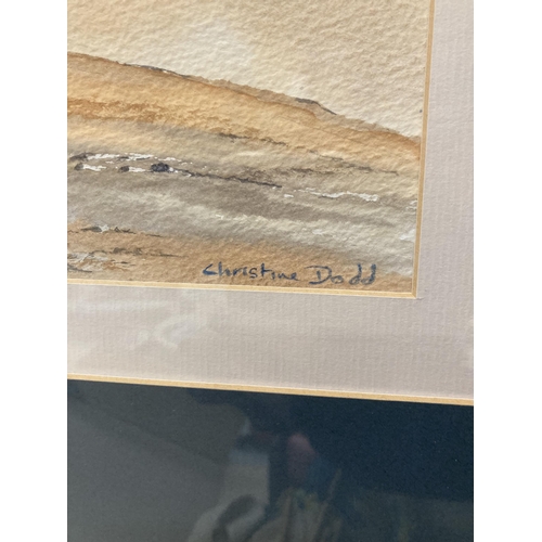 1052 - A WATERCOLOUR ON TEXTURED PAPER OF A LANDSCAPE, SIGNED CHRISTINE DODD