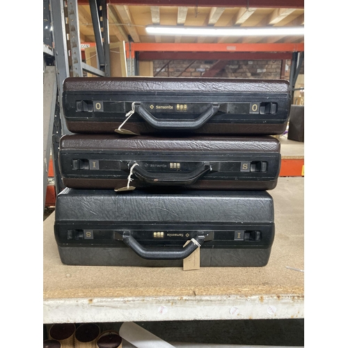 1148 - THREE SAMSONITE COMBINATION HARD CASES