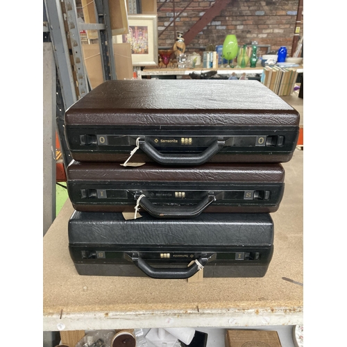 1148 - THREE SAMSONITE COMBINATION HARD CASES