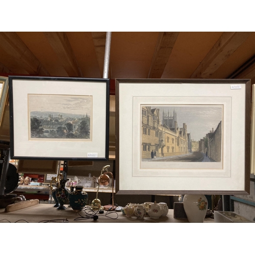 1172 - TWO FRAMED PRINTS TO INCLUDE A CITY SCENE AND A COLLEGE SCENE