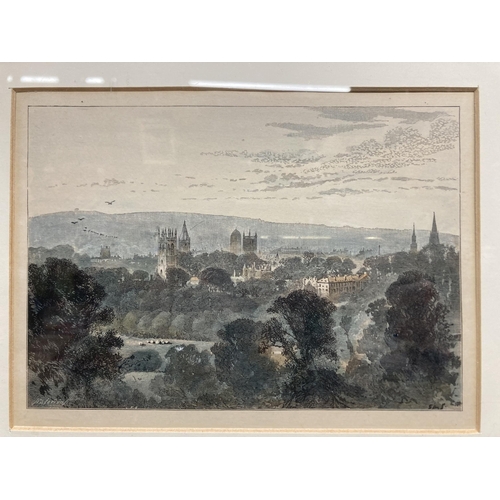 1172 - TWO FRAMED PRINTS TO INCLUDE A CITY SCENE AND A COLLEGE SCENE