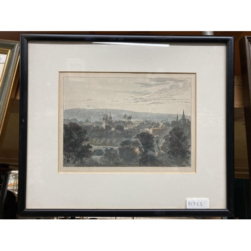 1172 - TWO FRAMED PRINTS TO INCLUDE A CITY SCENE AND A COLLEGE SCENE