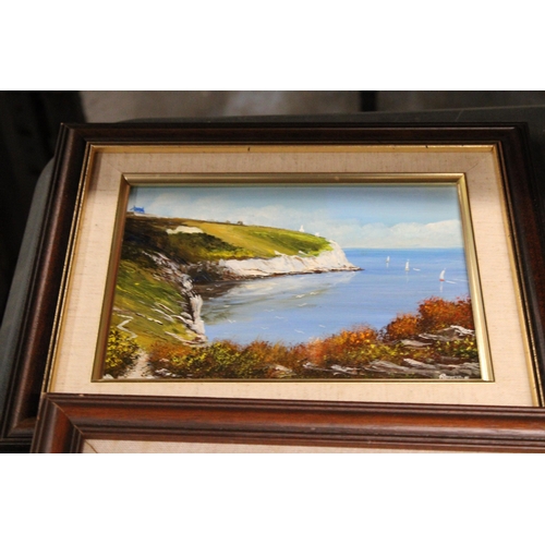 1180 - THREE OIL PAINTINGS ON BOARD BY THE ARTIST ROYSTON TO INCLUDE, BERRY HEAD, BRIXHAM 1989, CHURSTON CO... 