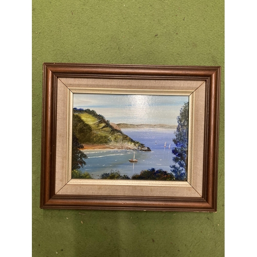 1180 - THREE OIL PAINTINGS ON BOARD BY THE ARTIST ROYSTON TO INCLUDE, BERRY HEAD, BRIXHAM 1989, CHURSTON CO... 