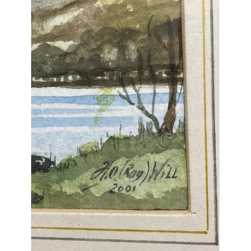 1215 - AN ORIGINAL WATERCOLOUR BY H O (ROY) WILL, MAY 2001, OF A MOUNTAIN AND LAKE SCENE