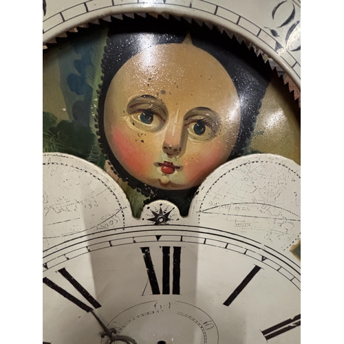 1298 - AN EARLY VICTORIAN HAND PAINTED METAL MOONFACE CLOCK DIAL WITH WORKINGS - 20