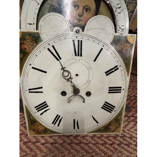 1298 - AN EARLY VICTORIAN HAND PAINTED METAL MOONFACE CLOCK DIAL WITH WORKINGS - 20