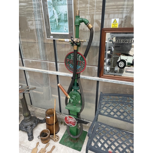 1535 - A PRATTS PETROL PUMP WITH BRASS NOZZLE