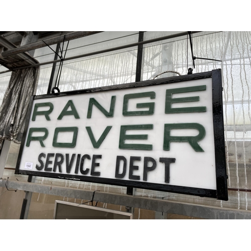 1542 - A RANGE ROVER SERVICE DEPT ILLUMINATED LIGHT BOX SIGN 67CM X 30CM