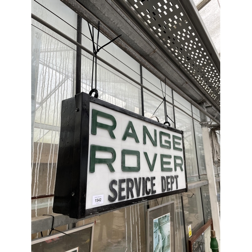 1542 - A RANGE ROVER SERVICE DEPT ILLUMINATED LIGHT BOX SIGN 67CM X 30CM