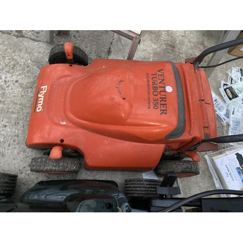 1937 - A BLACK AND DECKER BATTERY LAWN MOWER (NO BATTERY) AND A FLYMO ELECTRIC LAWN MOWER