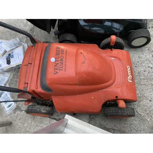 1937 - A BLACK AND DECKER BATTERY LAWN MOWER (NO BATTERY) AND A FLYMO ELECTRIC LAWN MOWER