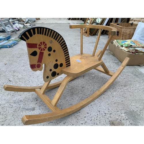 2111 - A WOODEN CHILDS ROCKING HORSE SEAT