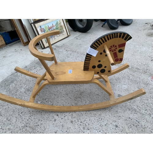 2111 - A WOODEN CHILDS ROCKING HORSE SEAT