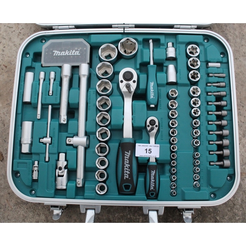 15 - AS NEW MAKITA 180 SOCKET AND BIT SET  NO VAT