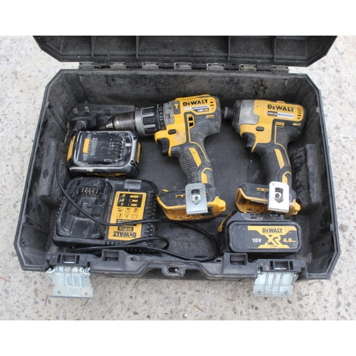 24 - DEWALT DRILL AND IMPACT, 2 BATTERIES AND CHARGER  NO VAT