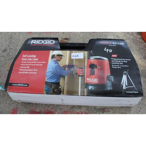 26A - MICRO RIGID LASER LEVEL CL-100 AS NEW NO VAT