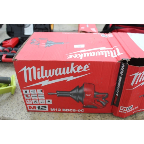 35 - AS NEW MILWAUKEE DRAIN CLEANER MI2 BDC8-DC  NO VAT