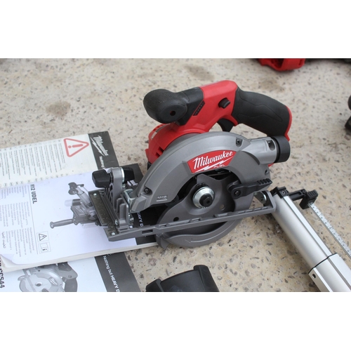 43 - AS NEW MILWAUKEE CHOP SAW, TORCH AND HAMMER VAC  NO VAT