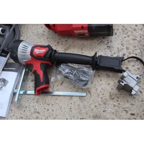 43 - AS NEW MILWAUKEE CHOP SAW, TORCH AND HAMMER VAC  NO VAT