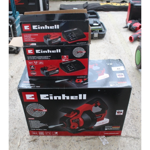 48 - AS NEW EINHELL PIPE CLEAN BATTERY AND CHARGER  NO VAT